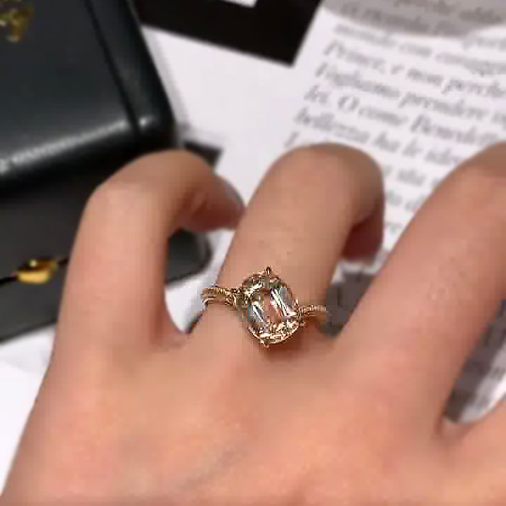 7ct Pear&Cushion Cut Pink&Yellow Sapphire Engagement Ring/2pcs