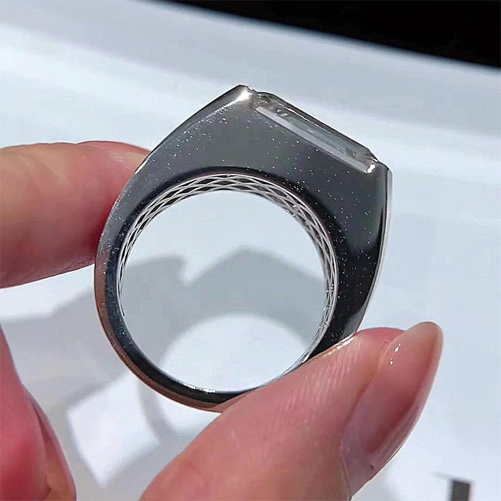 6ct Emerald Cut White Sapphire Men's Engagement Ring