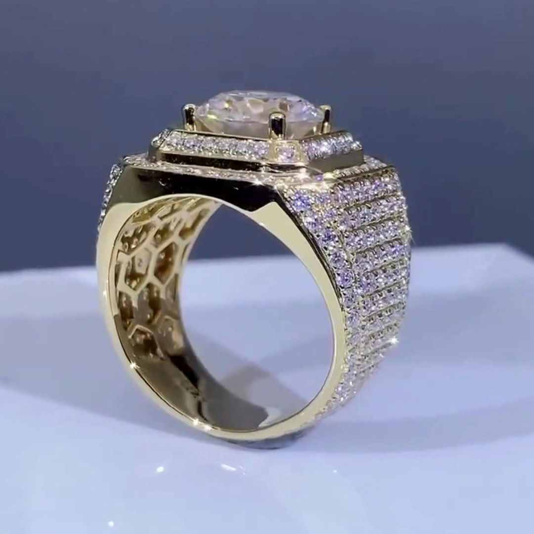 5ct Round Cut White Sapphire Men's Engagement Ring