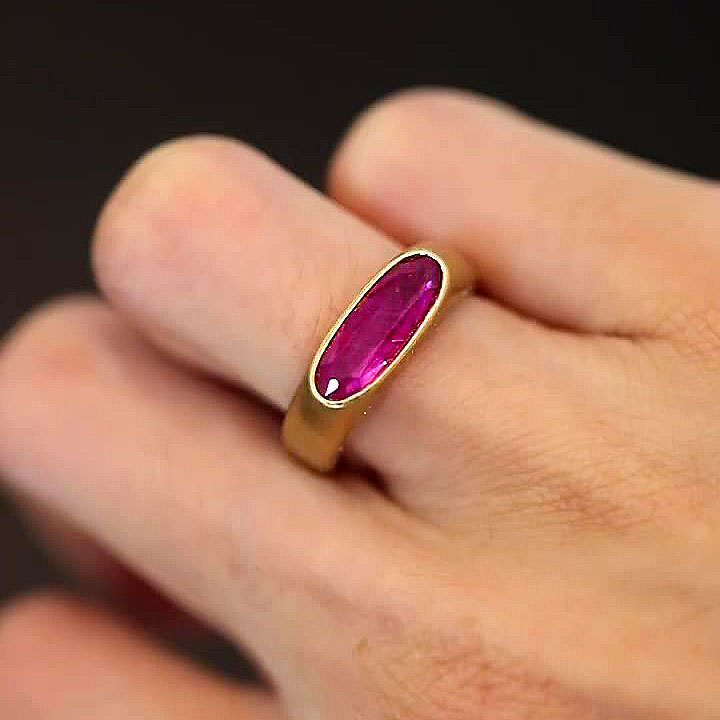 3ct Bezel Setting Oval Cut Ruby Sapphire Engagement Ring