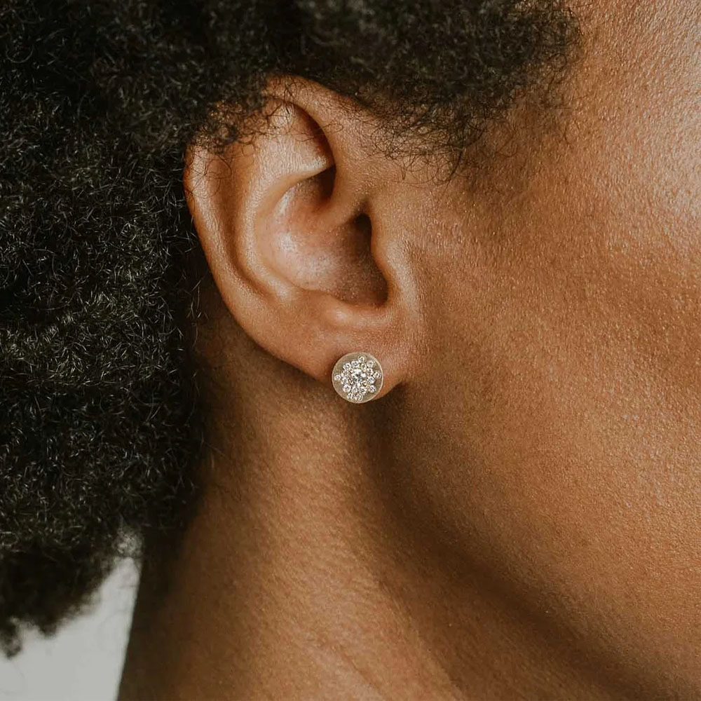 Scattered White Sapphire Stud Earrings