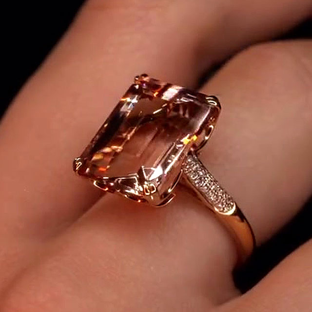 6ct Emerald Cut Champagne Sapphire Engagement Ring