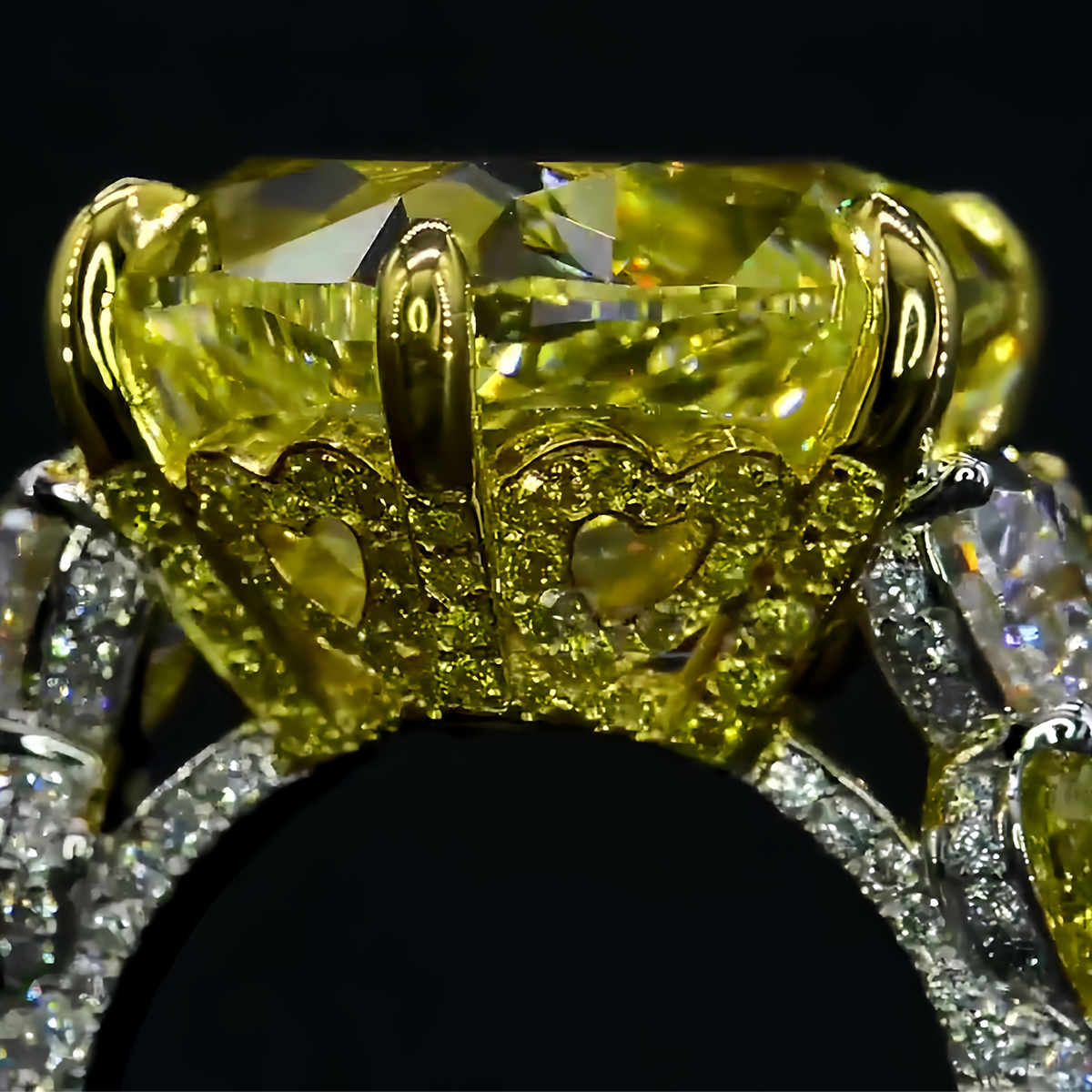 4ct Heart Cut Yellow Sapphire Full Diamond Ring