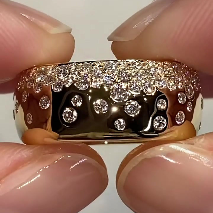 1.35ct Scattered Diamond Cigar Band In Gold Plating