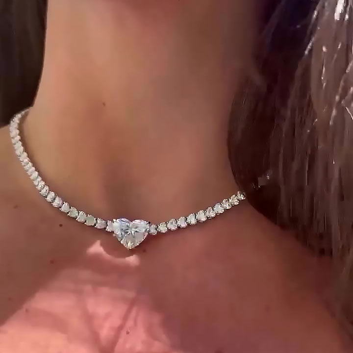 Heart Cut White Sapphire Necklace