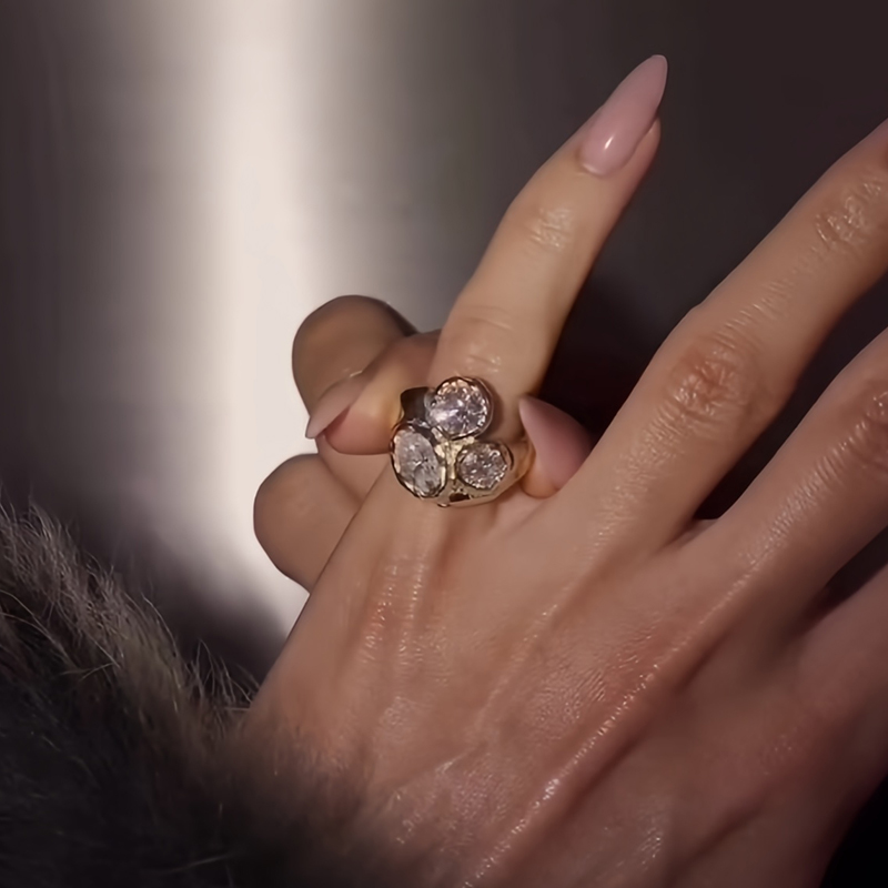 Three-Stone Old Mine Cut White Sapphire Cluster Ring