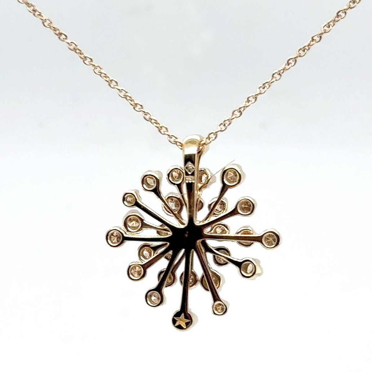 Round Cut White Sapphire Snowflake Pendant Necklace
