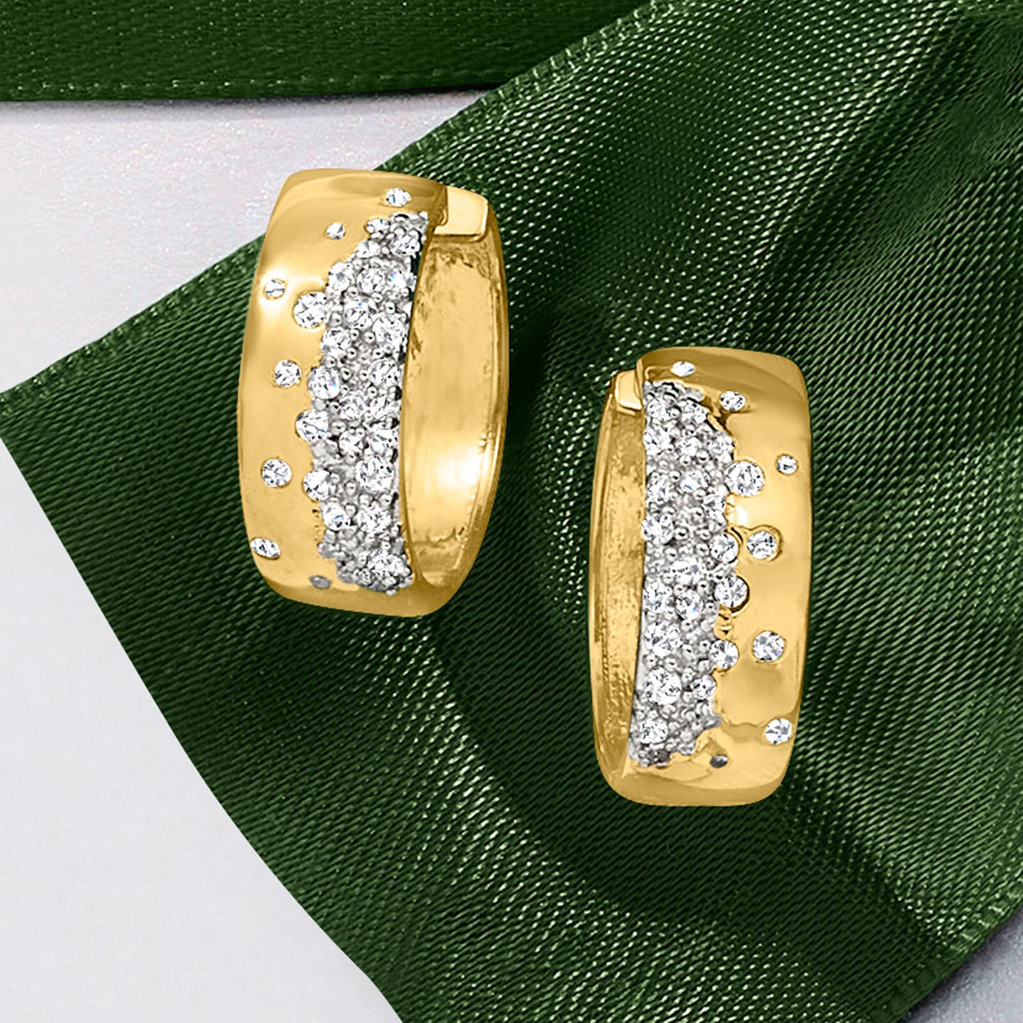 Scattered Diamond Hoop Earrings In Gold