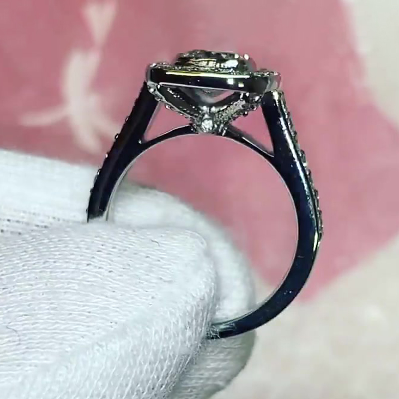 1.5ct Cushion Cut White Sapphire Halo Ring