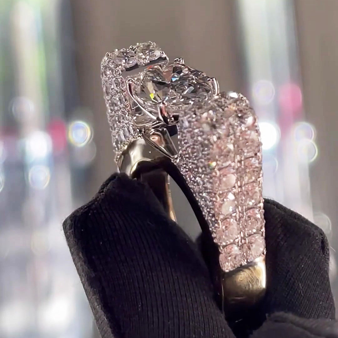 5.45ct Prong Setting Oval Cut White Sapphire Engagement Ring