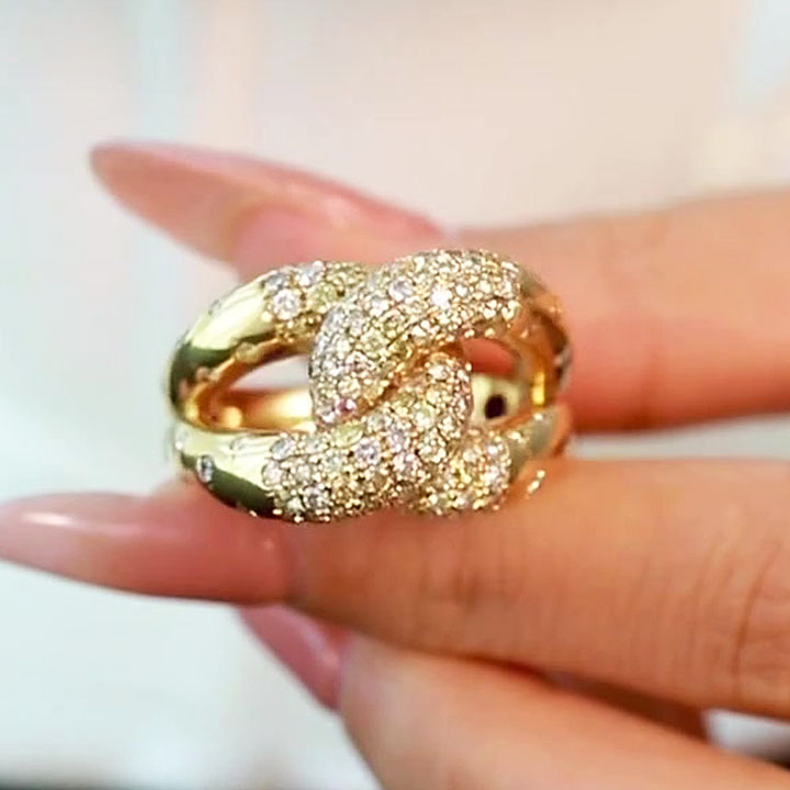 3.25ct Micro-pave Setting Round Cut White Sapphire Knot Ring