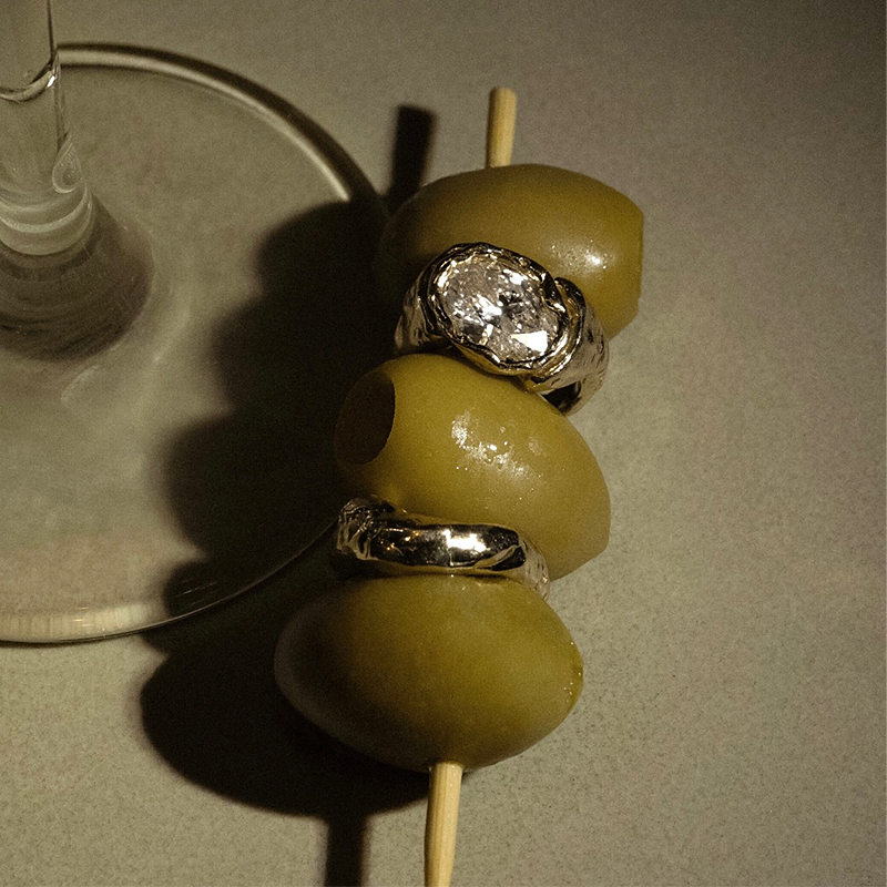 Edgy Textured 3ct Oval Cut White Sapphire Ring Set / 2-Piece