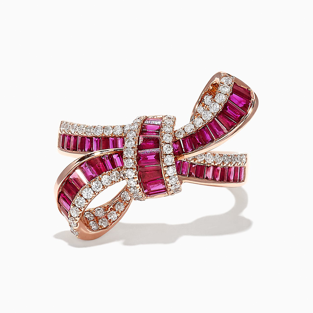 Two Tone Knot 4.15ct Ruby&White Sapphire Cocktail Ring