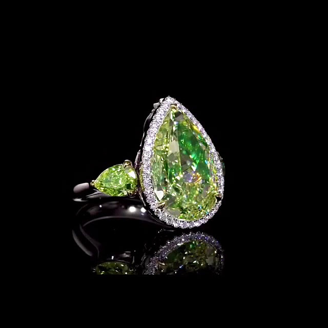 5ct Pear Cut Green Sapphire Engagement Ring