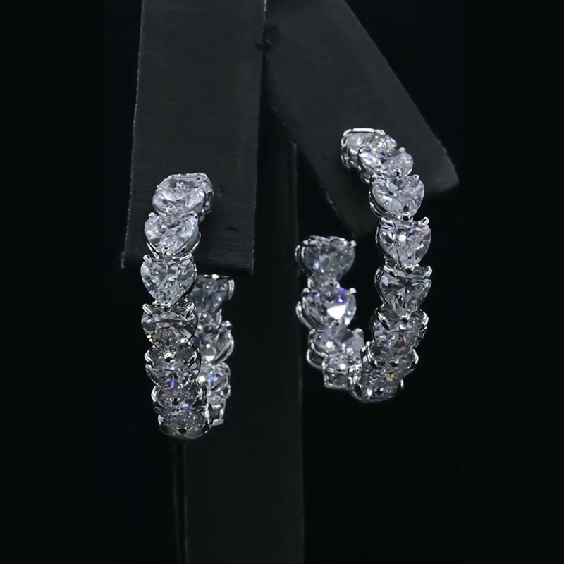 Heart Cut White Sapphire Hoop Earrings
