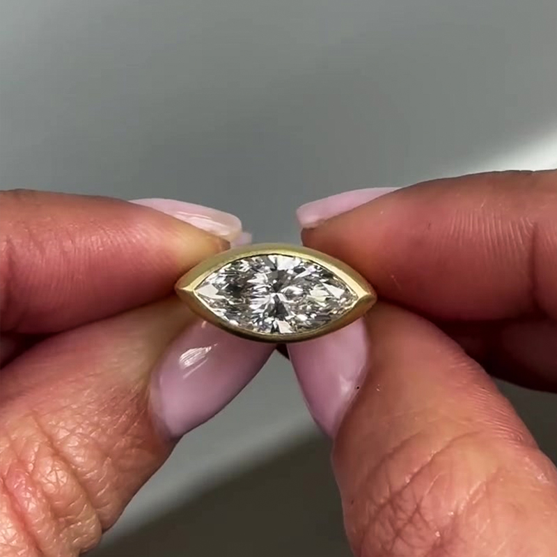 Bezel Setting 3ct Marquise Cut White Sapphire Forest Ring