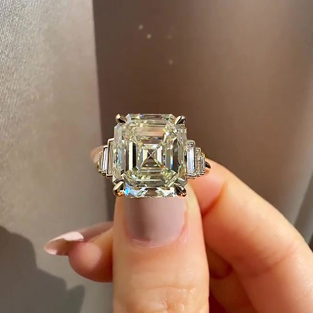 7ct Asscher Cut White Sapphire Engagement Ring