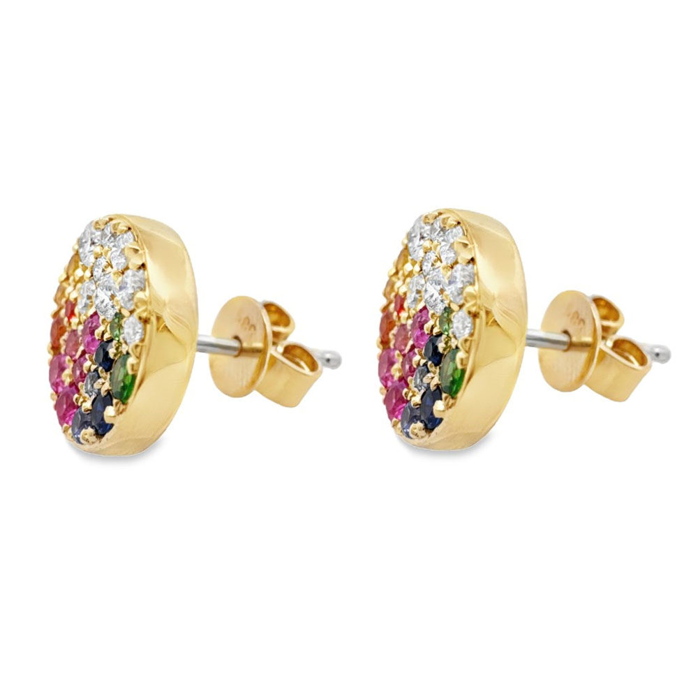 Scattered Rainbow Sapphire Stud Earrings
