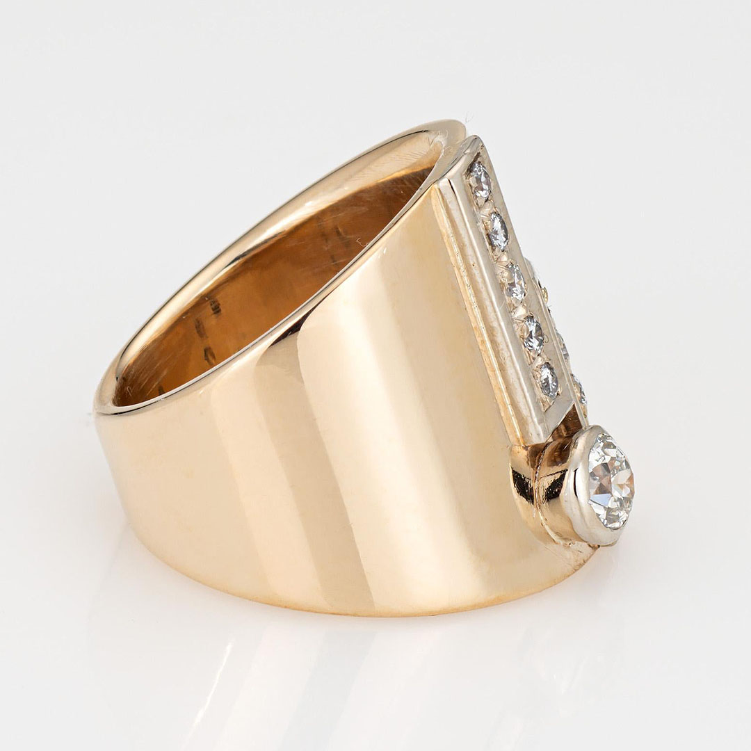 3.25ct Round Cut White Sapphire Vintage Cigar Wide Band