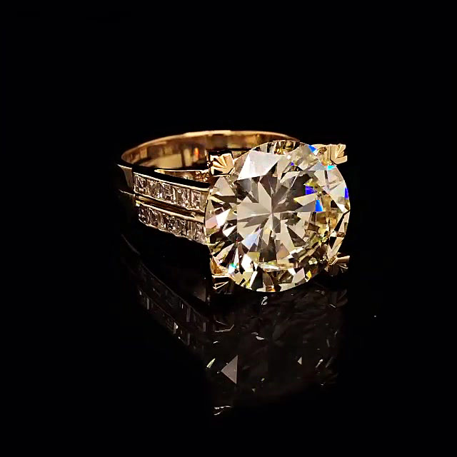 6ct Round Cut Yellow Sapphire Engagement Ring