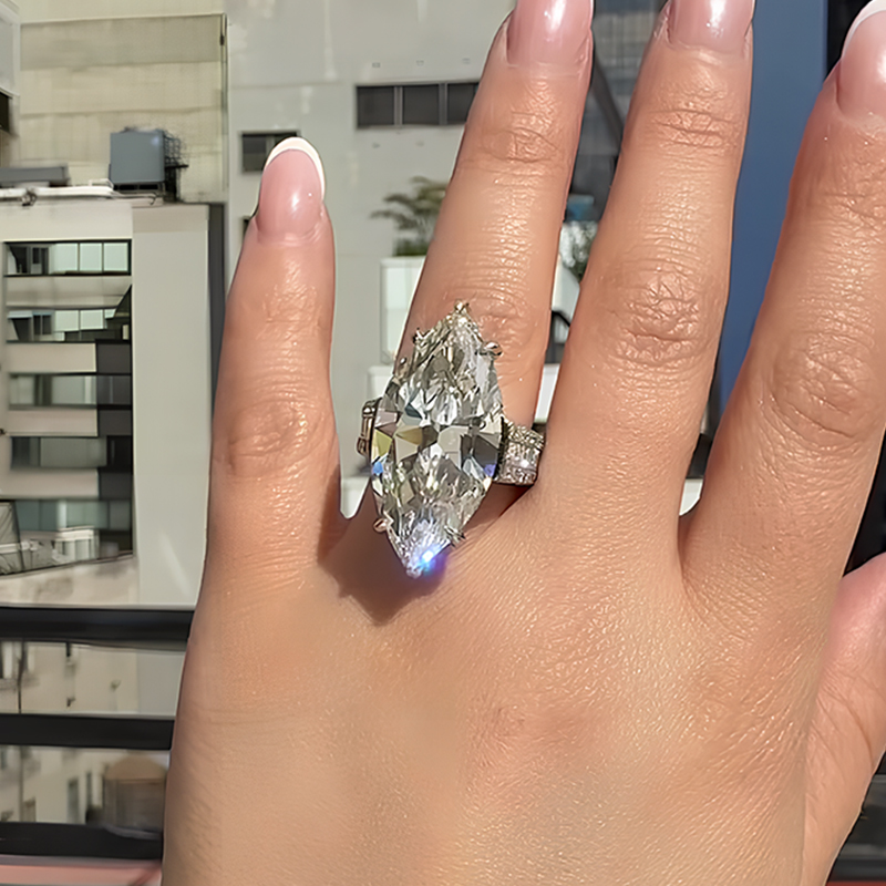 5ct Marquise Cut White Sapphire Engagement Ring