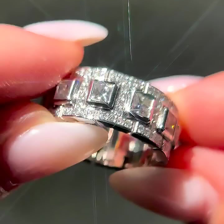 6.75ct Princess Cut White Sapphire Eternity Ring