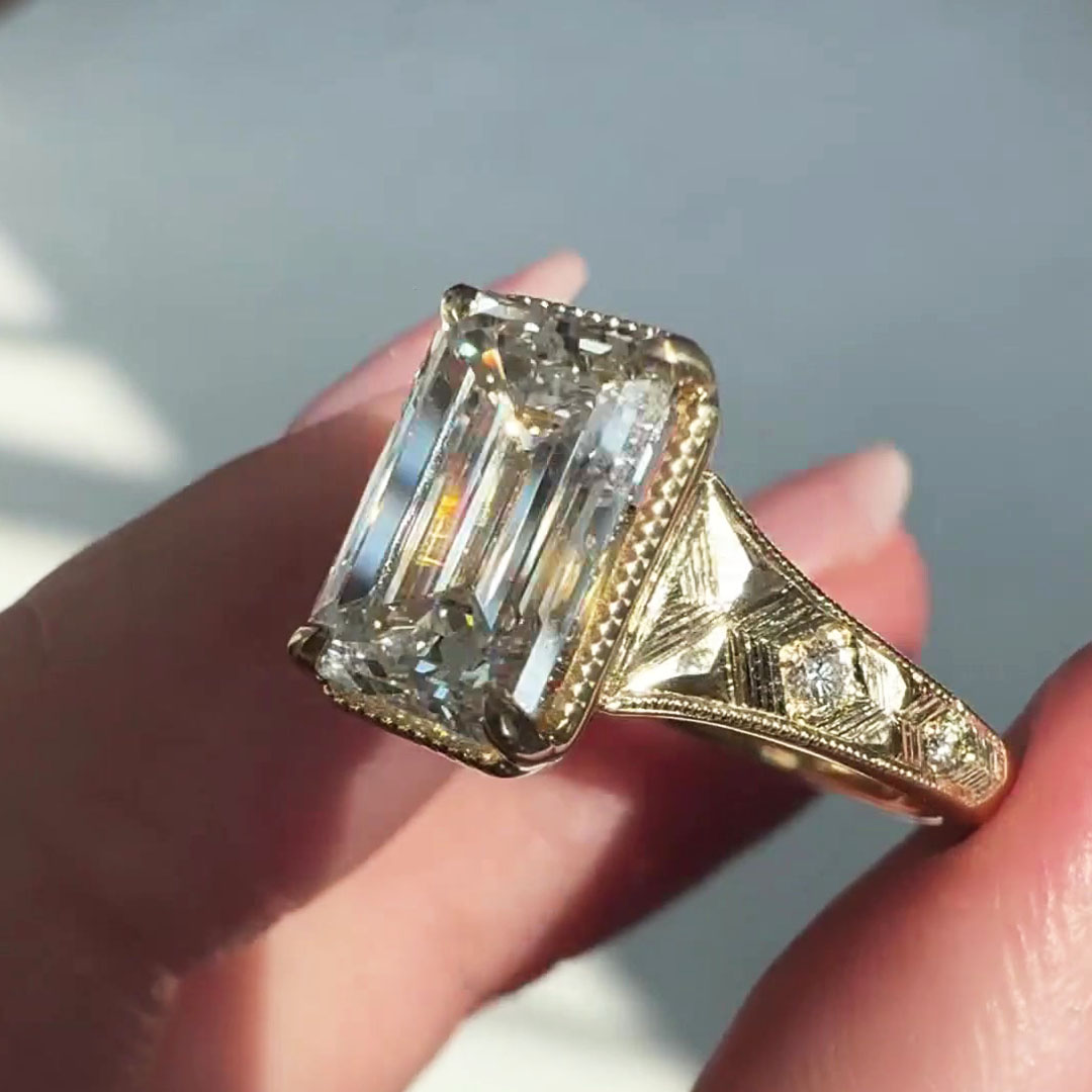 5ct Luxury Emerald Cut White Sapphire Engagement Ring