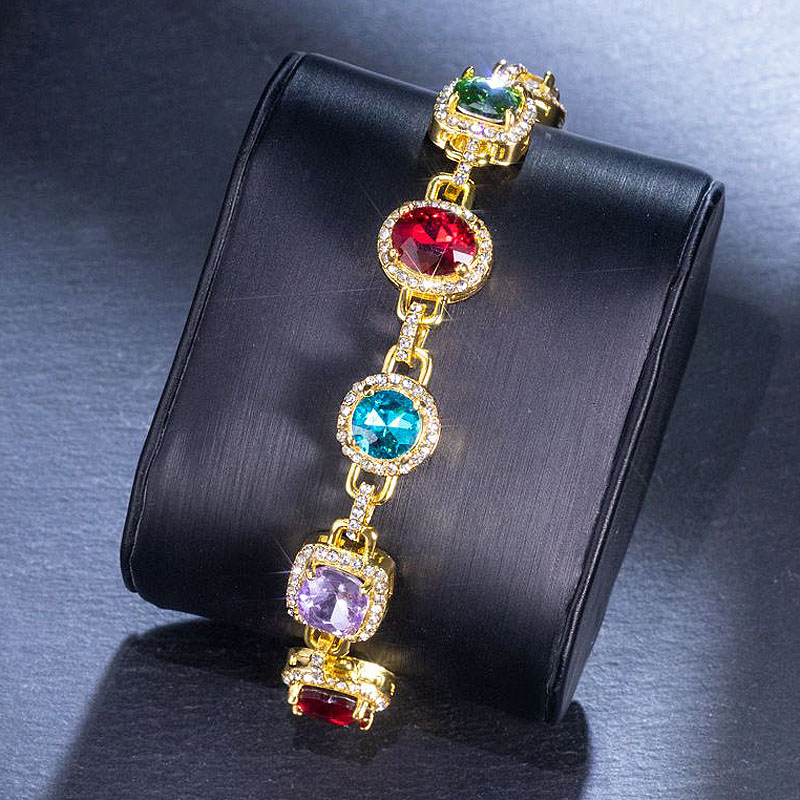 Multi Cut Rainbow Sapphire Men's Bracelet