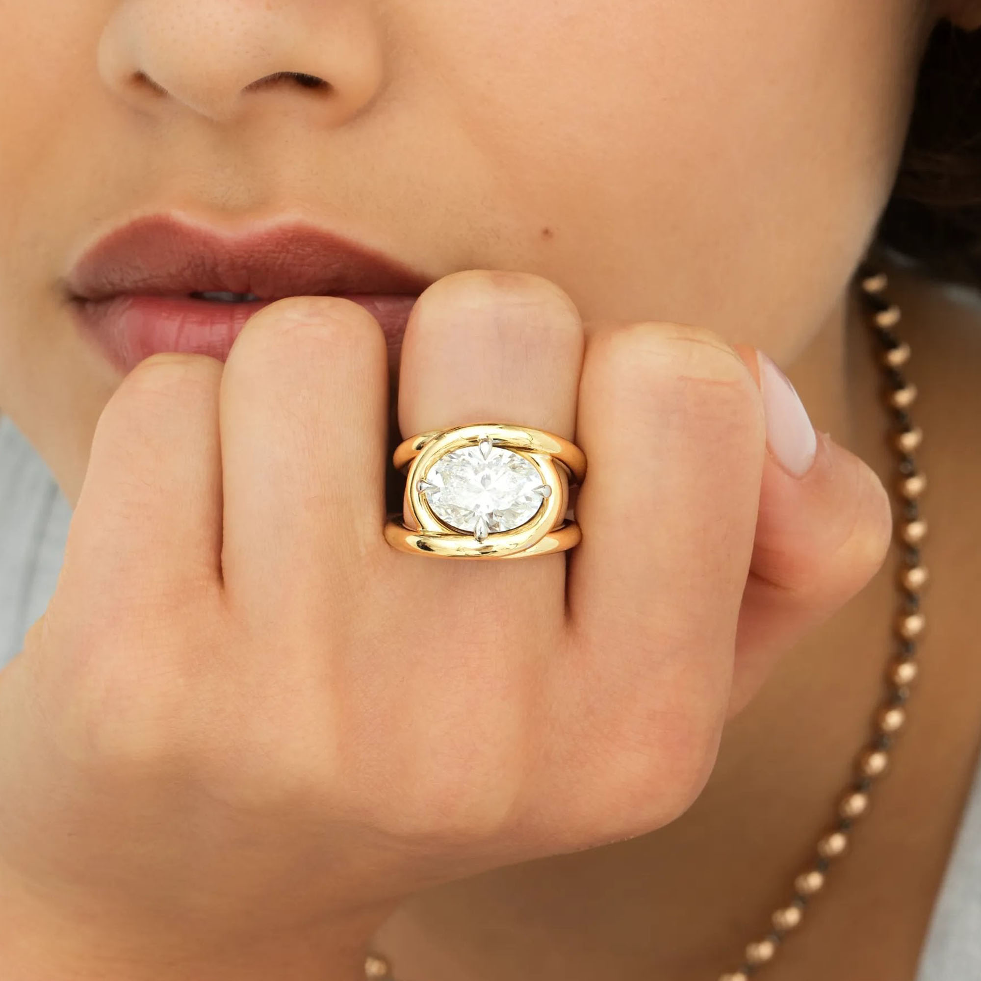 5ct Twisted Oval Cut White Sapphire Solitaire Ring