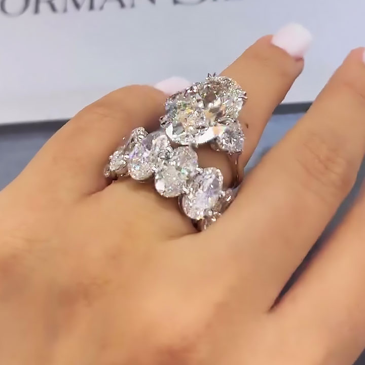 4ct Oval Cut White Sapphire Wedding Set