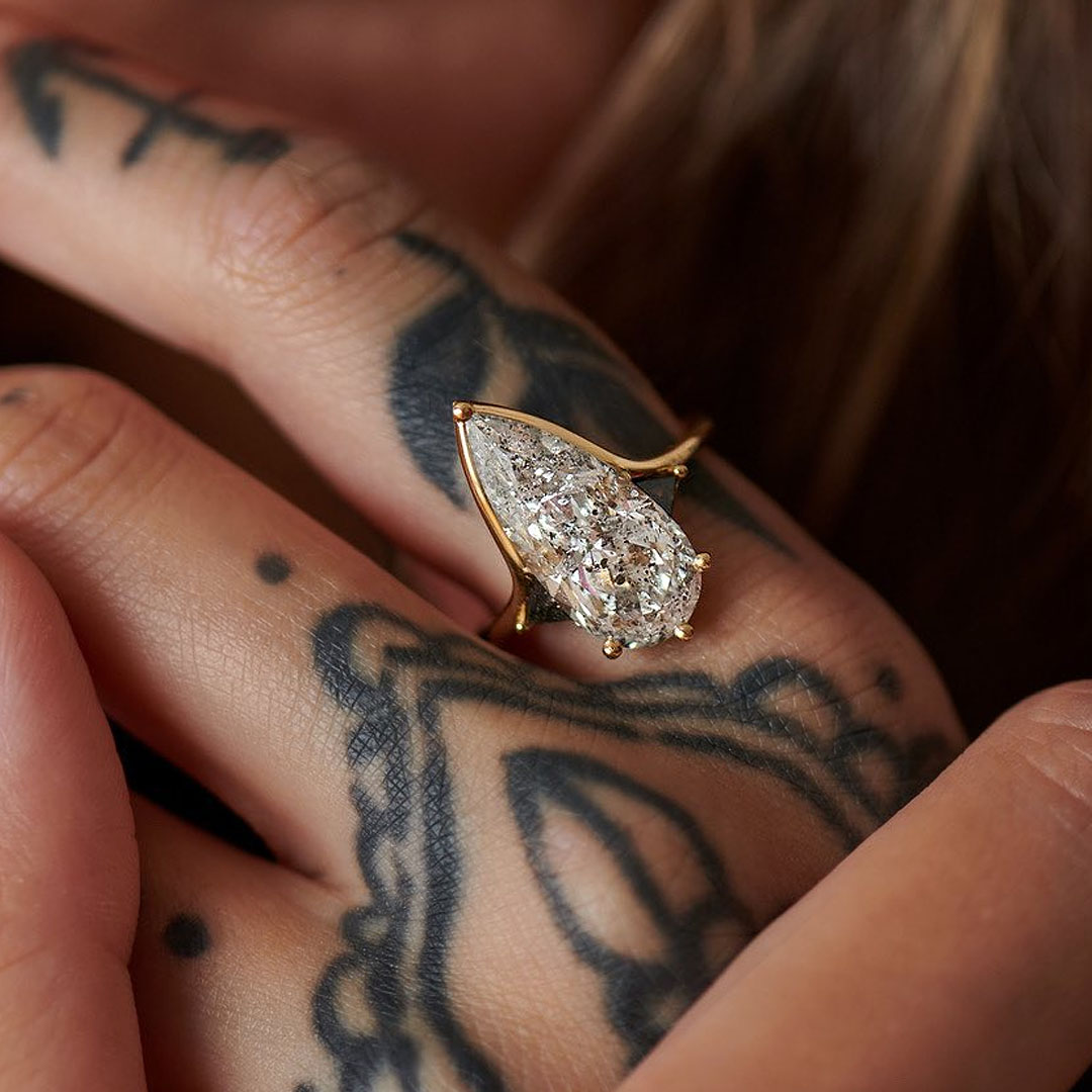 4ct Pear Cut White Sapphire Engagement Ring