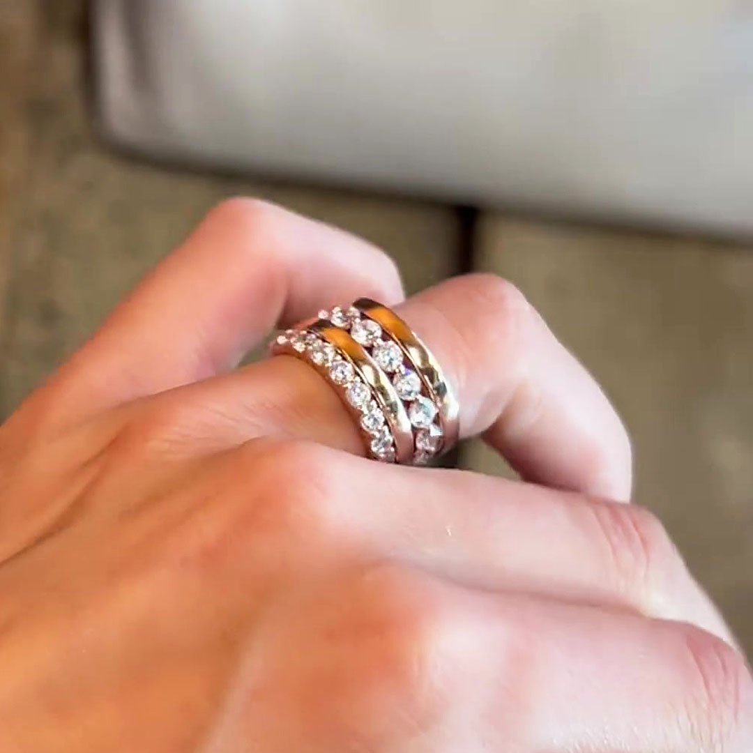 3.25ct Round Cut White Sapphire Stacking Ring Set/4pcs