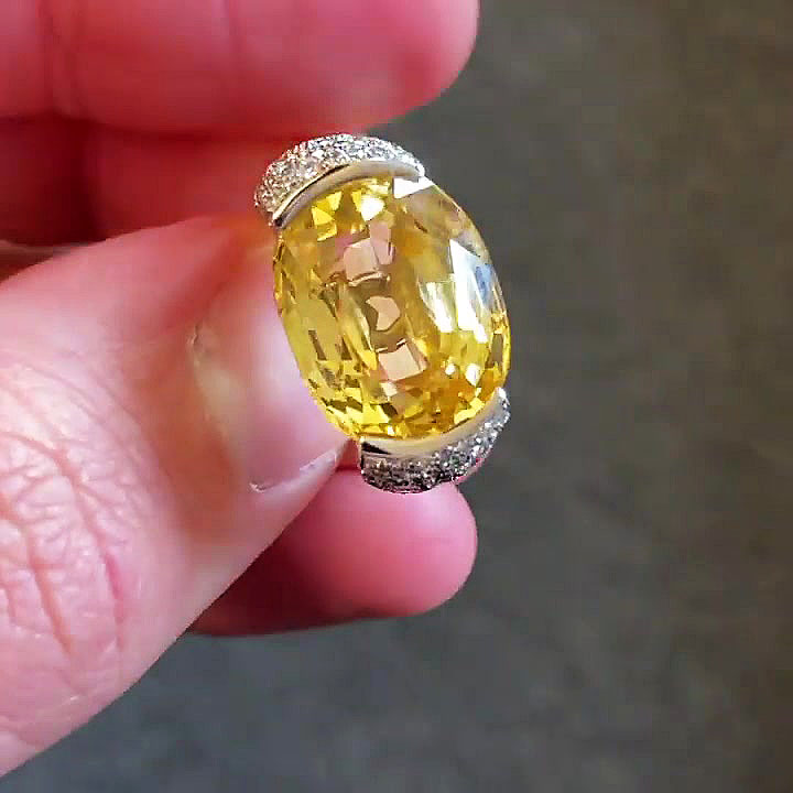 3ct Oval Cut Yellow Sapphire Engagement Ring