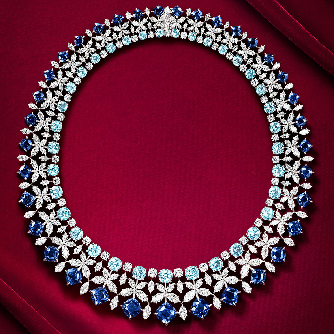 Luxury Multi-Cut Blue Sapphire Necklace