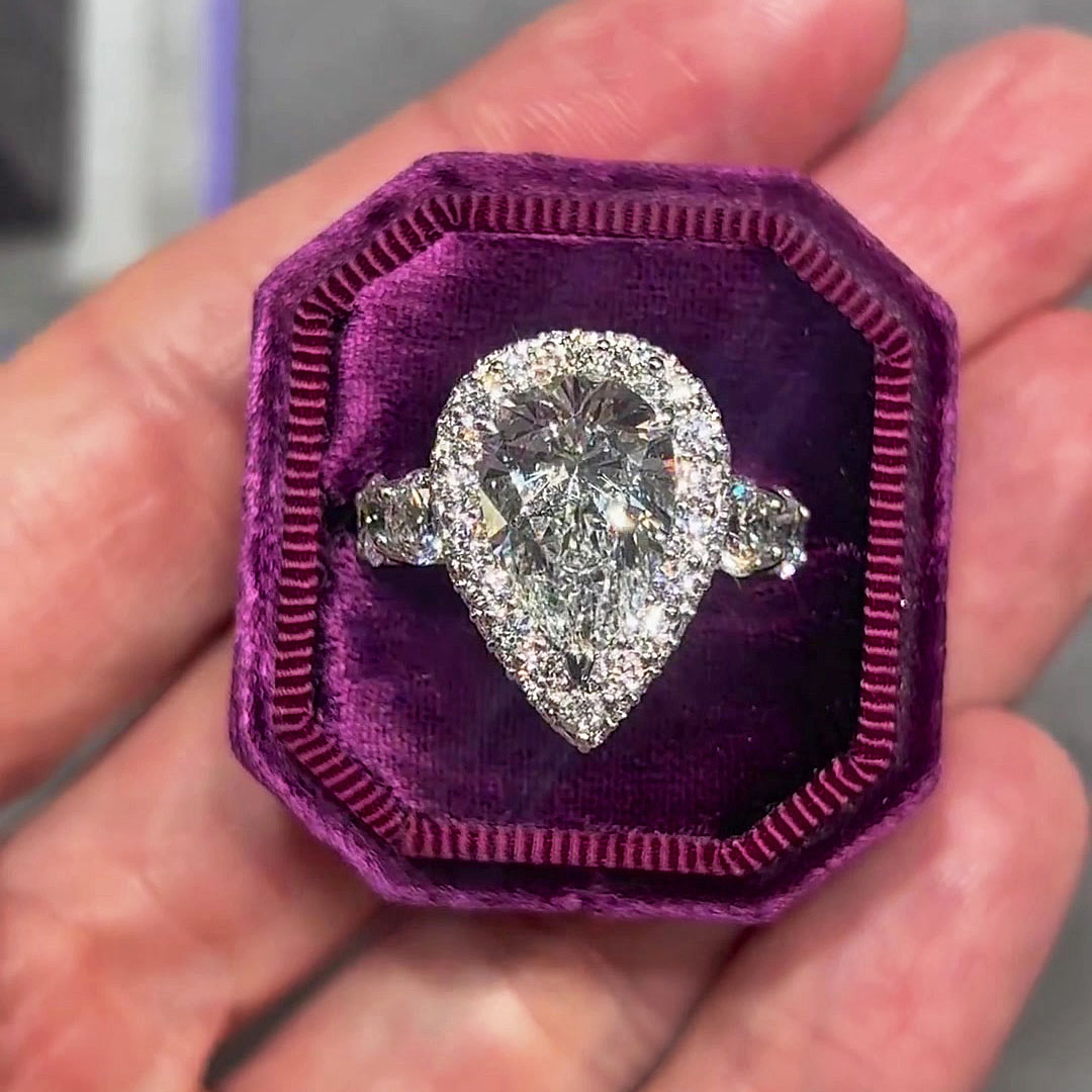 5ct Pear Cut White Sapphire Engagement Ring