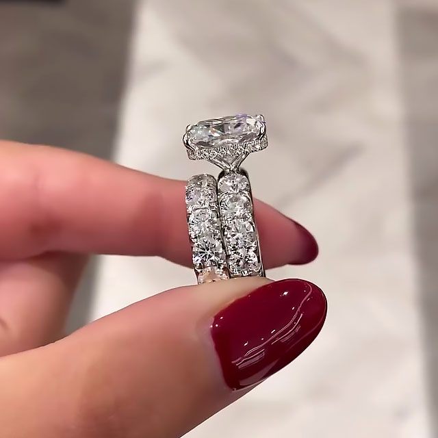 4ct Cushion Cut White Sapphire Wedding Set