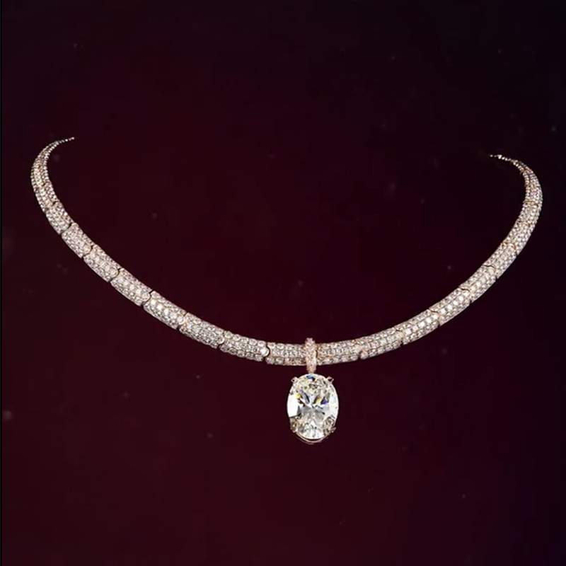 Luxury Oval Cut White Sapphire Choker Necklace