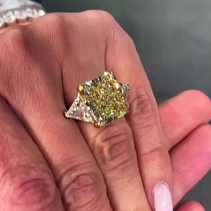 6ct Radiant Cut Yellow Sapphire Engagement Ring