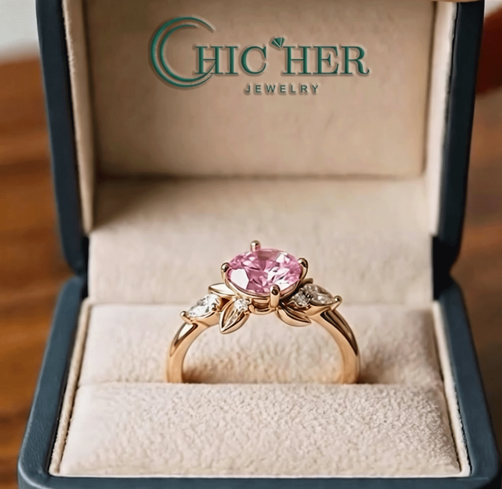 Fashion 2.25ct Round Cut Pink Sapphire Engagement Ring