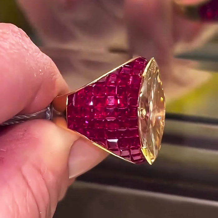 5ct Marquise Cut Yellow Sapphire Cocktail Ring