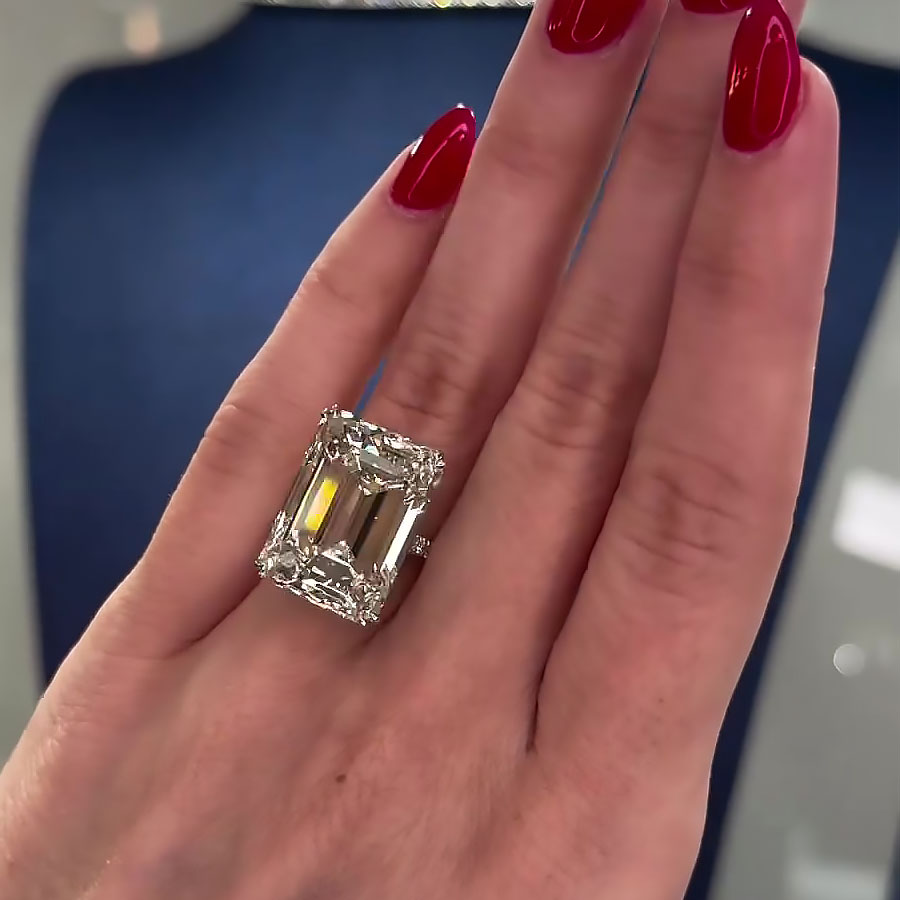 7ct Emerald Cut White Sapphire Engagement Ring