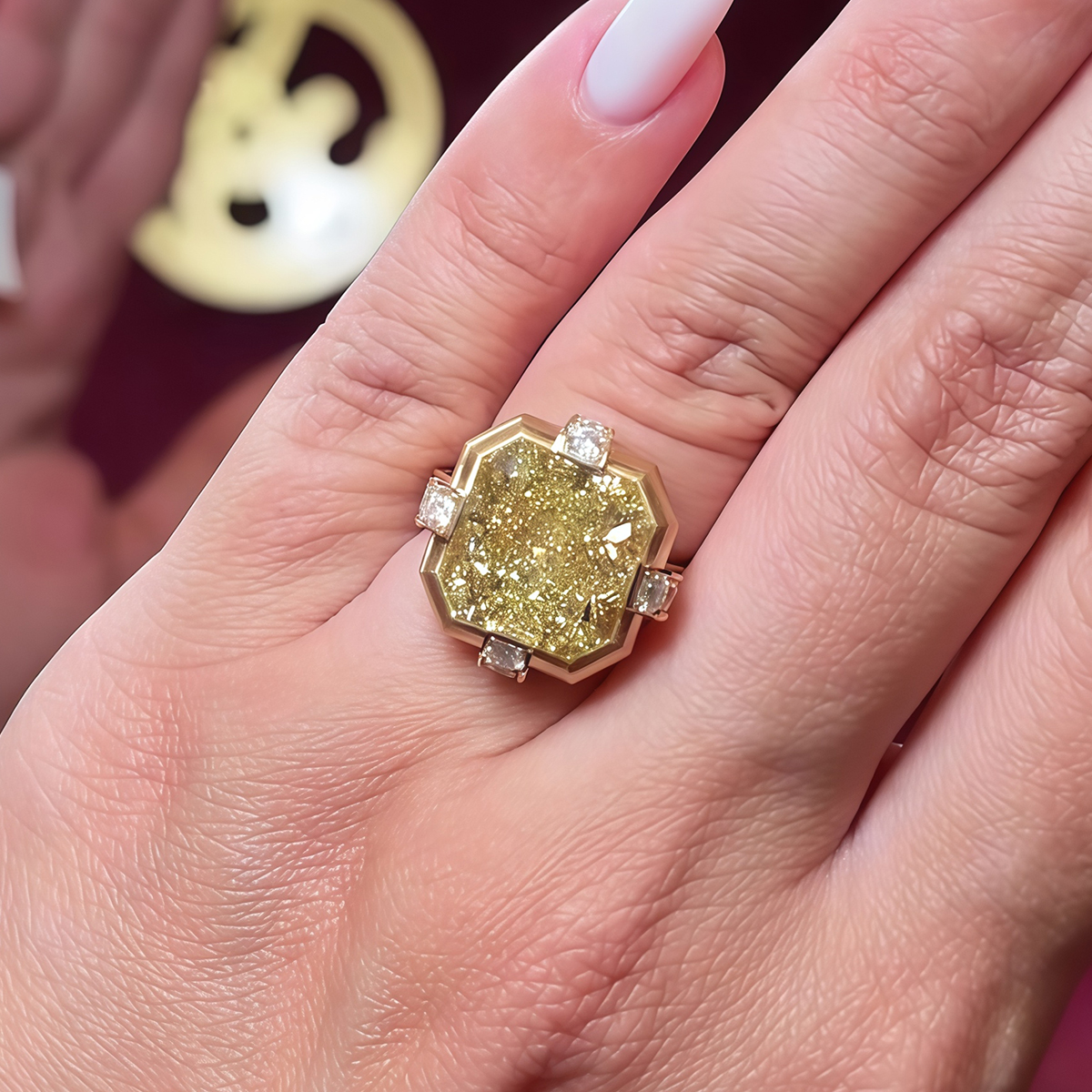 4ct Radiant Cut Yellow Sapphire Engagement Ring