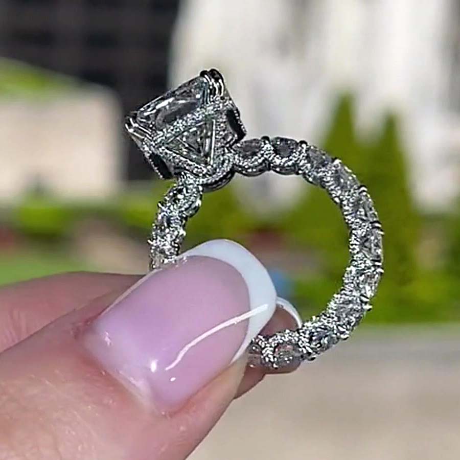 Radiant cut white sapphire top