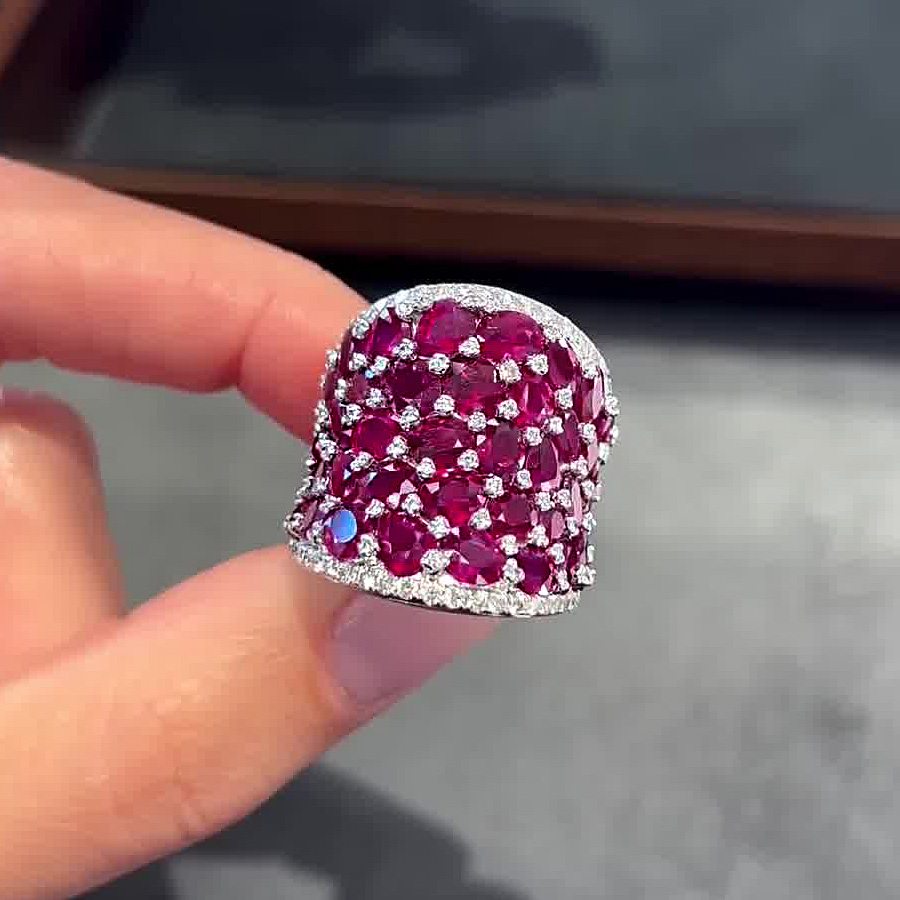 9.85ct Round Cut Ruby Sapphire Cocktail Ring