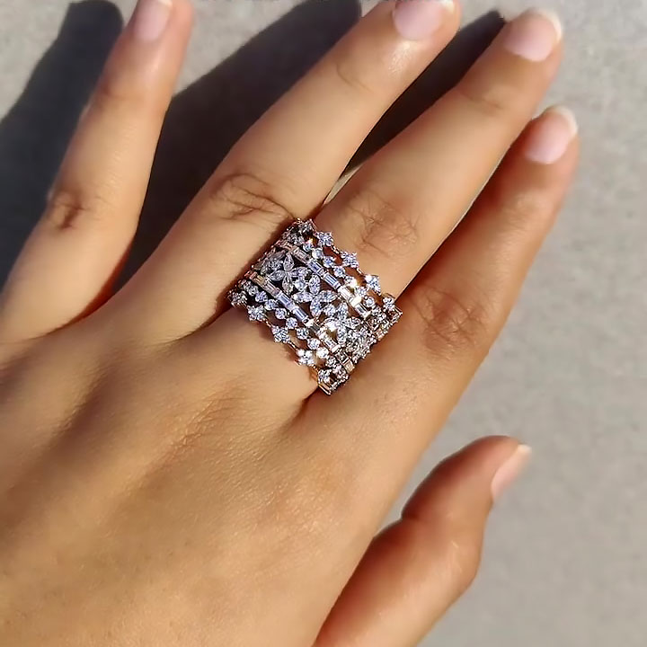 9.25ct Multi-cut White Sapphire Cocktail Ring