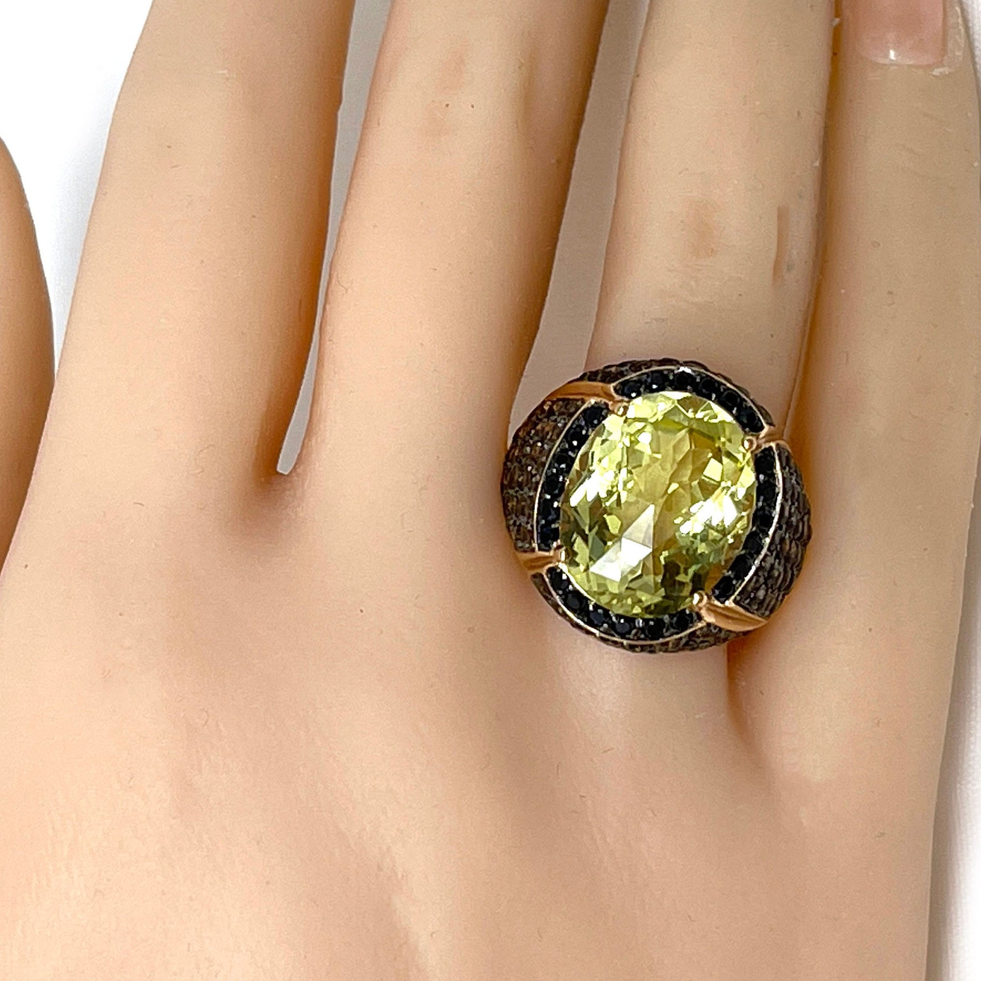 Micro Pave Setting 8ct Oval Cut Yellow Sapphire Cocktail Ring