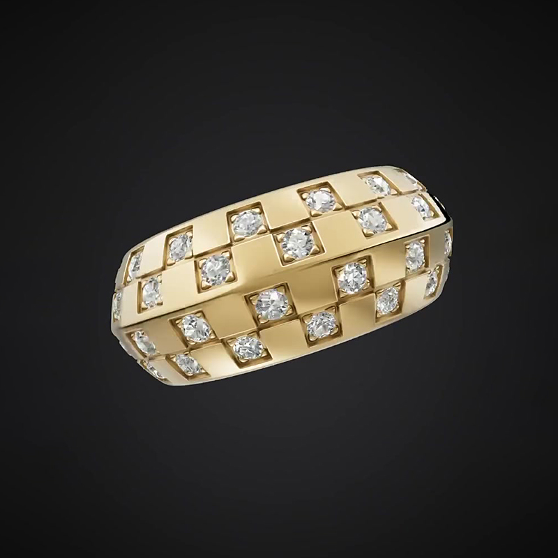 Grid Design 1.3ct Round Cut White Sapphire Men's Band