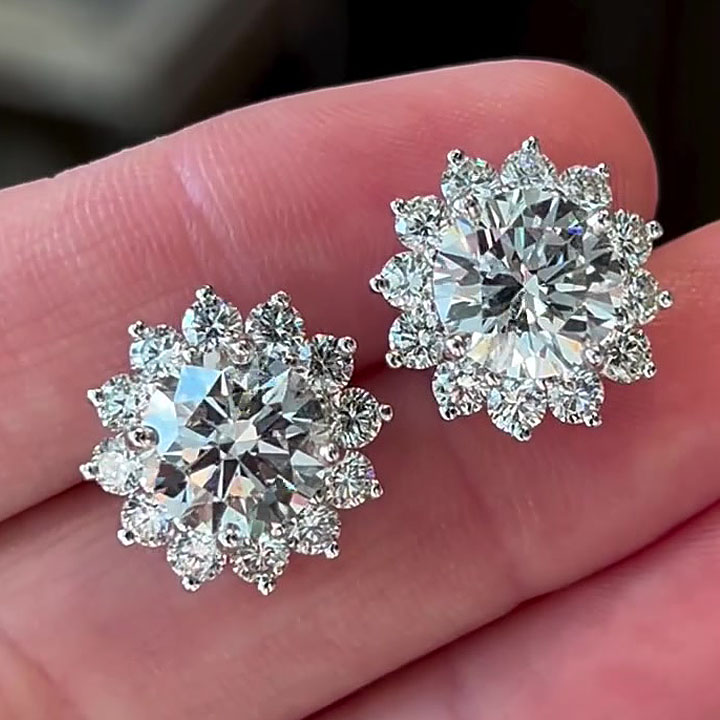 Brilliant Sun Flower Diamond Stud Earrings