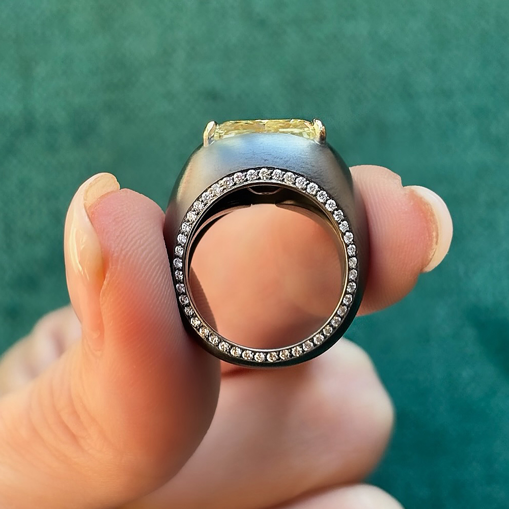 4ct Emerald Cut Yellow Sapphire Men's Ring