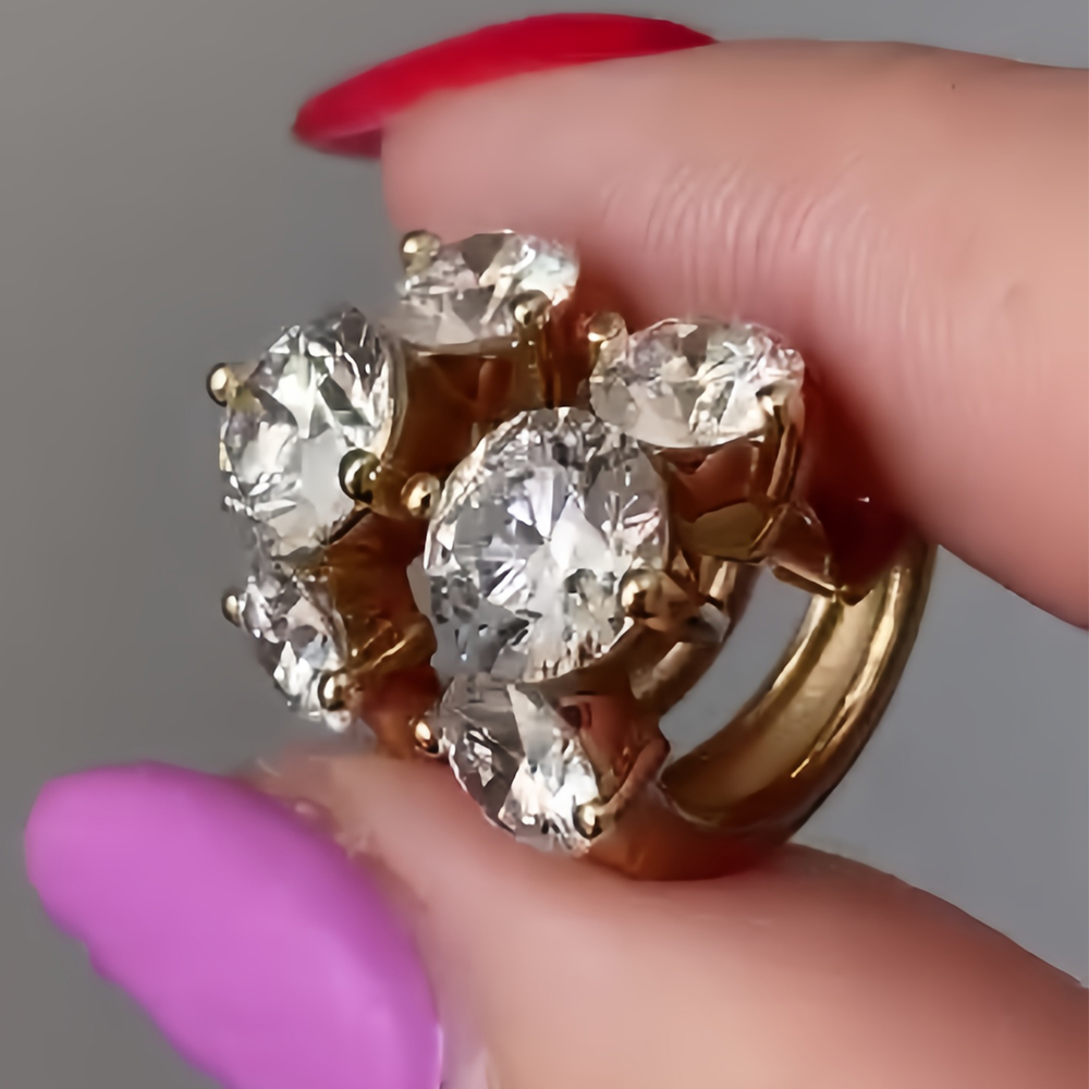 Round Cut White Sapphire Three Stone Hoop Earrings